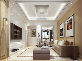 鳳景灣120平現代簡約客廳設計效果