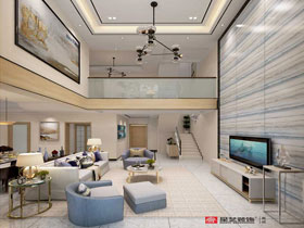 萊茵湖畔325平現代簡約客廳設計效果