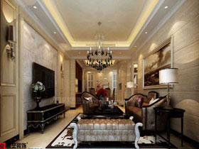盛天華府140平歐式風格客廳設計效果