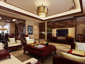 盛天東郡211平中式風格客廳設計效果