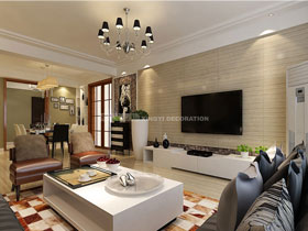 維也納森林140平現代簡約客廳設計效果