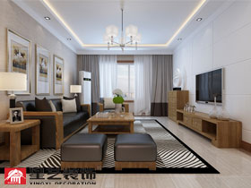 榮和千千樹88平現代簡約客廳裝修設計效果