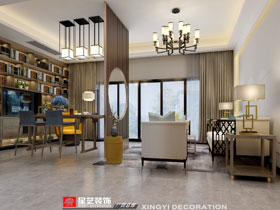 江山御景340平別墅新中式客廳裝修設計效果