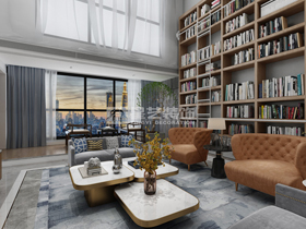 天池山復式380平客廳輕奢裝修效果圖