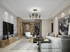 匯東酈城140平現代簡約客廳裝修效果圖